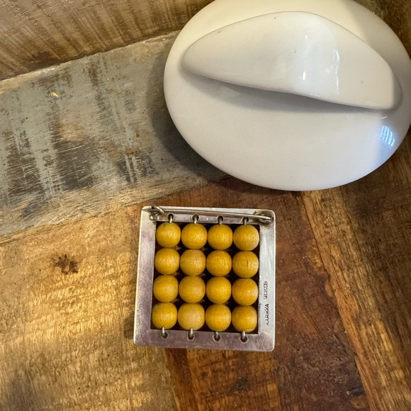 Vintage Aarikka Finland Silver and Wood Brooch - Picture 4 of 5